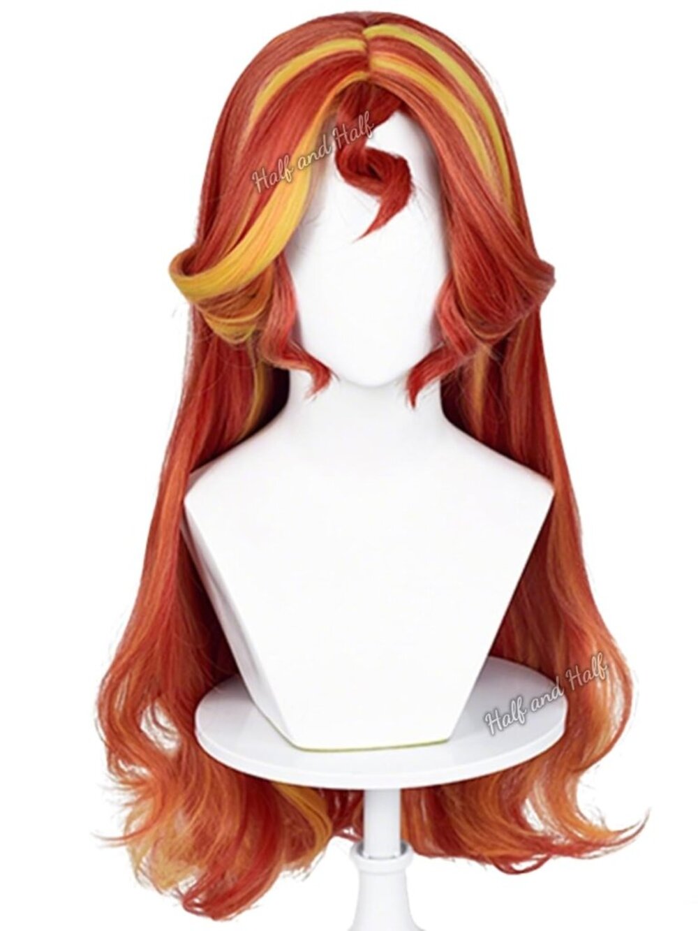 Women's Orange Pony 39 Inch Cosplay Platinum Blonde Wigs With Side Part Bangs